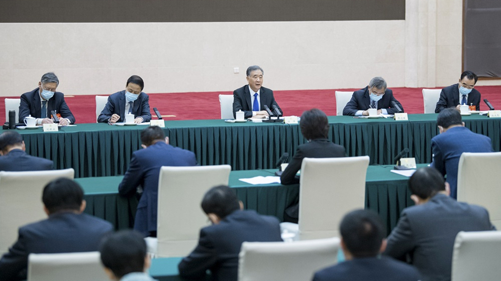 汪洋看望民進、九三學社界委員并參加討論