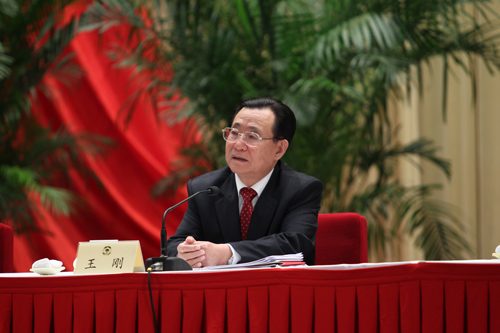 中共中央政治局委員、全國(guó)政協(xié)副主席王剛講話。 程煒 攝