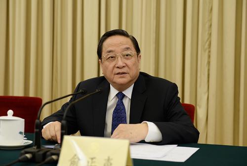 3月2日，全國(guó)政協(xié)十二屆一次會(huì)議主席團(tuán)第一次會(huì)議在北京人民大會(huì)堂舉行。俞正聲主持會(huì)議。新華社記者 李學(xué)仁 攝